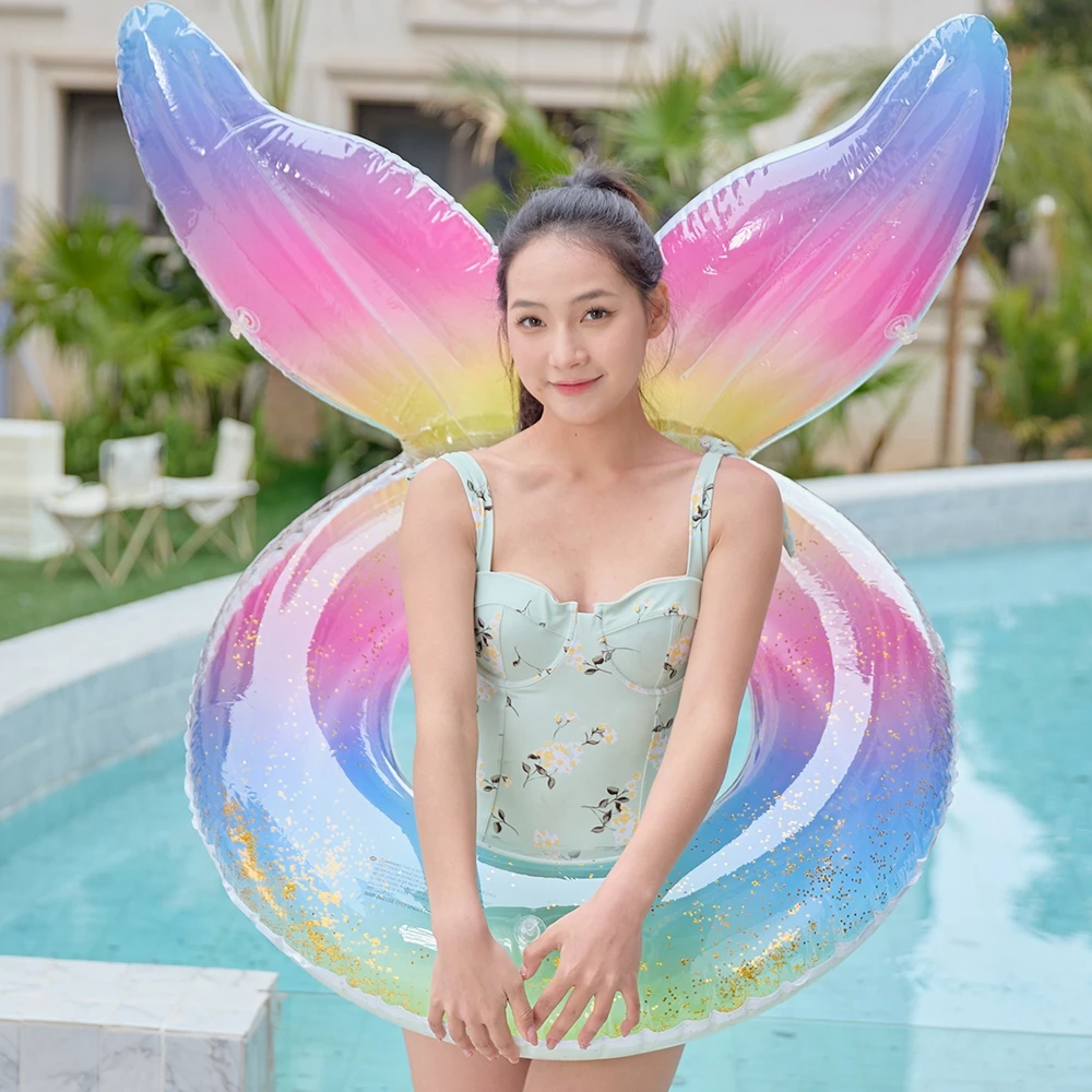 1PC Luxury Rainbow Mermaid and - đánh giá và giá Pool Float Ring Inflatable