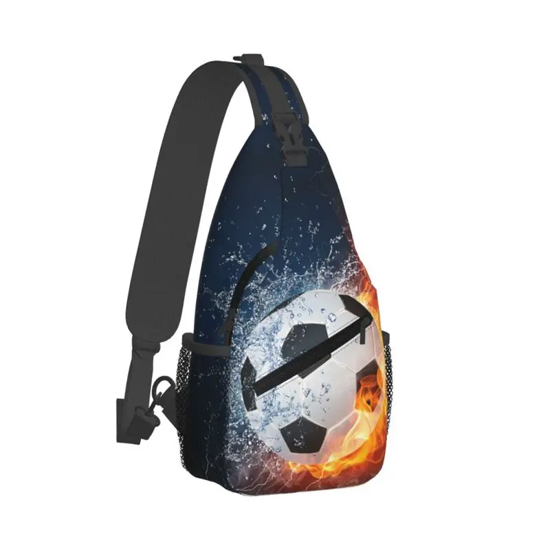 حقيبة ظهر كرة السلة لكرة القدم في النار والماء بحمالة كروس للرجال، حقيبة كتف على الصدر للسفر وركوب الدراجات