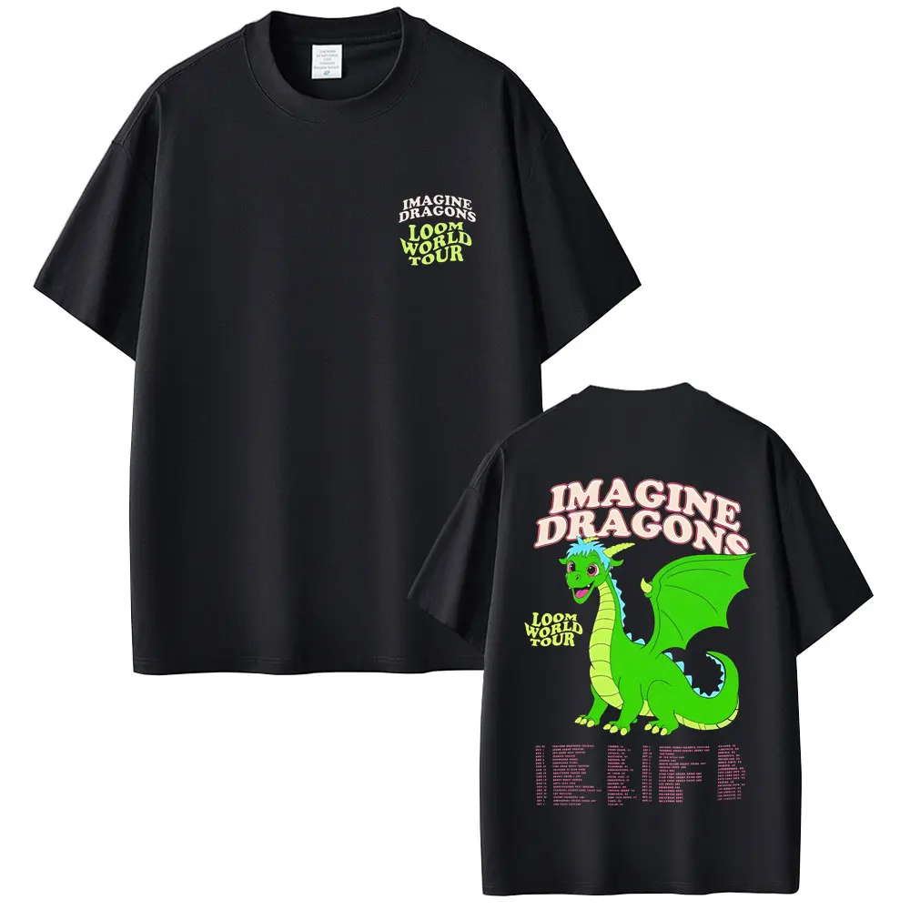 

Rock Band Imagine Dragons Cartoon Style T-shirt Loom World Tour 2025 T-shirts Men Women Hip Hop Fashion Oversized T Shirts Tops