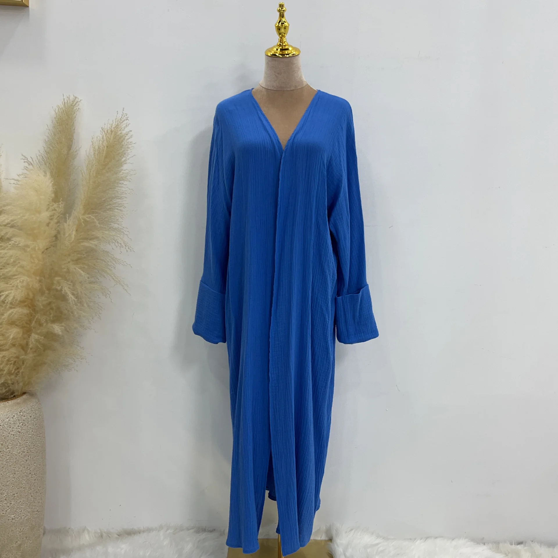 

One Piece Open Abaya for Women Muslim Dress Kimono Cardigan Dubai Kaftan Turkey Robe Jalabiya Islamic Eid Longue Vestidos Largos