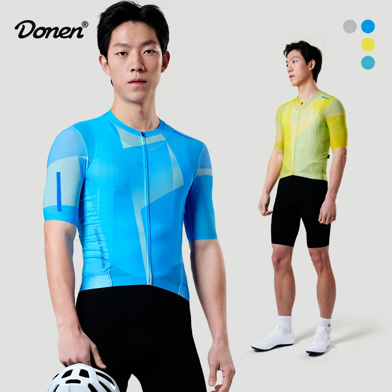 

DONEN велосипедный трикотаж с коротким рукавом, дышащие, быстросохнущие, влагоотводящие, защита от солнца, светоотражающие мужские шорты для шоссейного велосипеда MTB