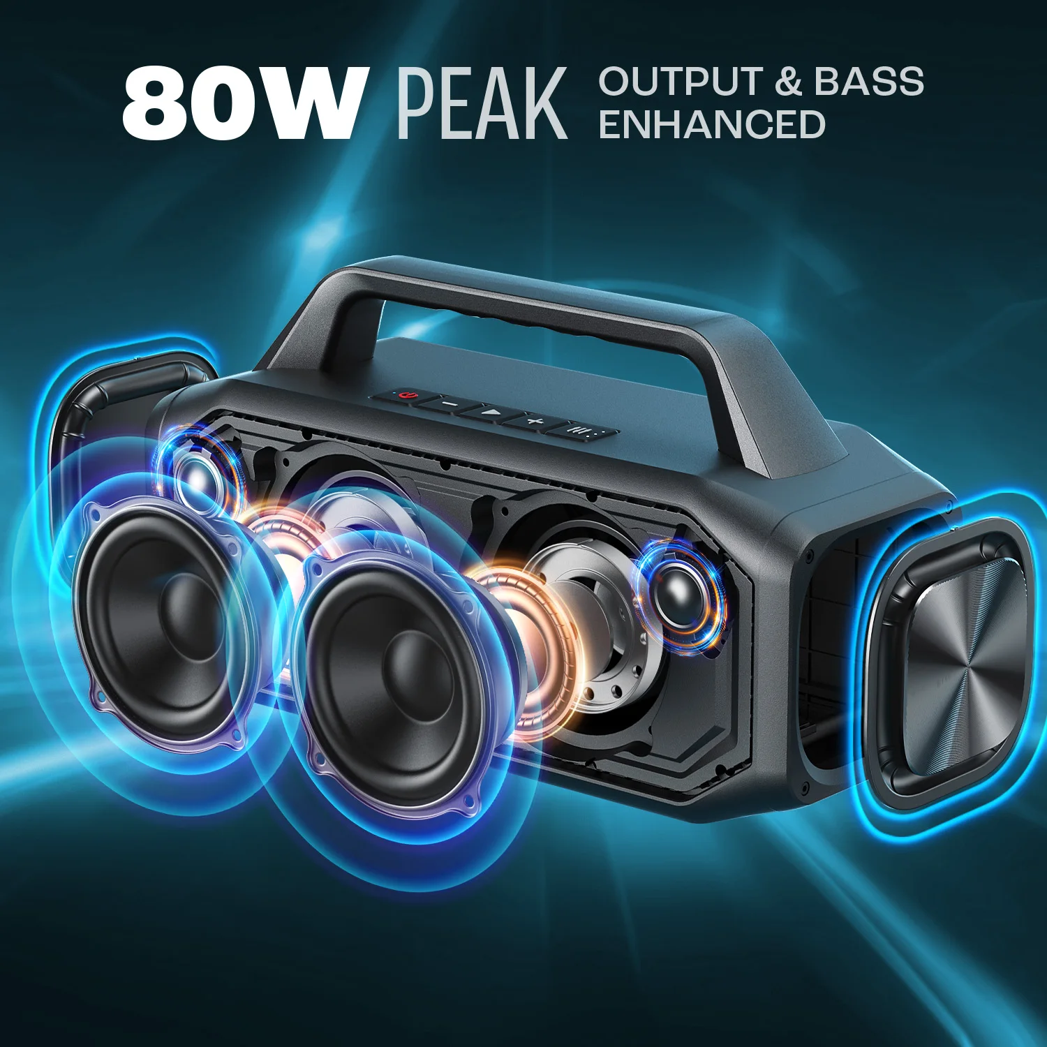 W-KING 80W Speakers Bluetooth Wireless, Portable Outdoor Speakers Loud with Bass Boost, Stereo Pairing, Reverse Charging, IPX6 W