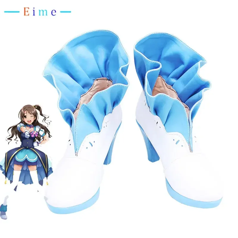 Shimamura Uzuki Cosplay Shoes PU Leather Shoes Halloween Carnival Boots Cosplay Prop White High Heels Big Size Custom Made