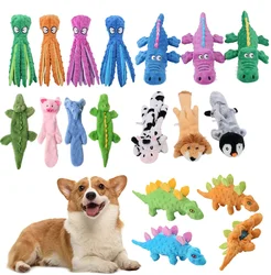 Animal de estimação brinquedo de pelúcia cão som polvo forma animal brinquedo interativo dentes do cão limpo mastigar suprimentos para pequeno medum grande cão