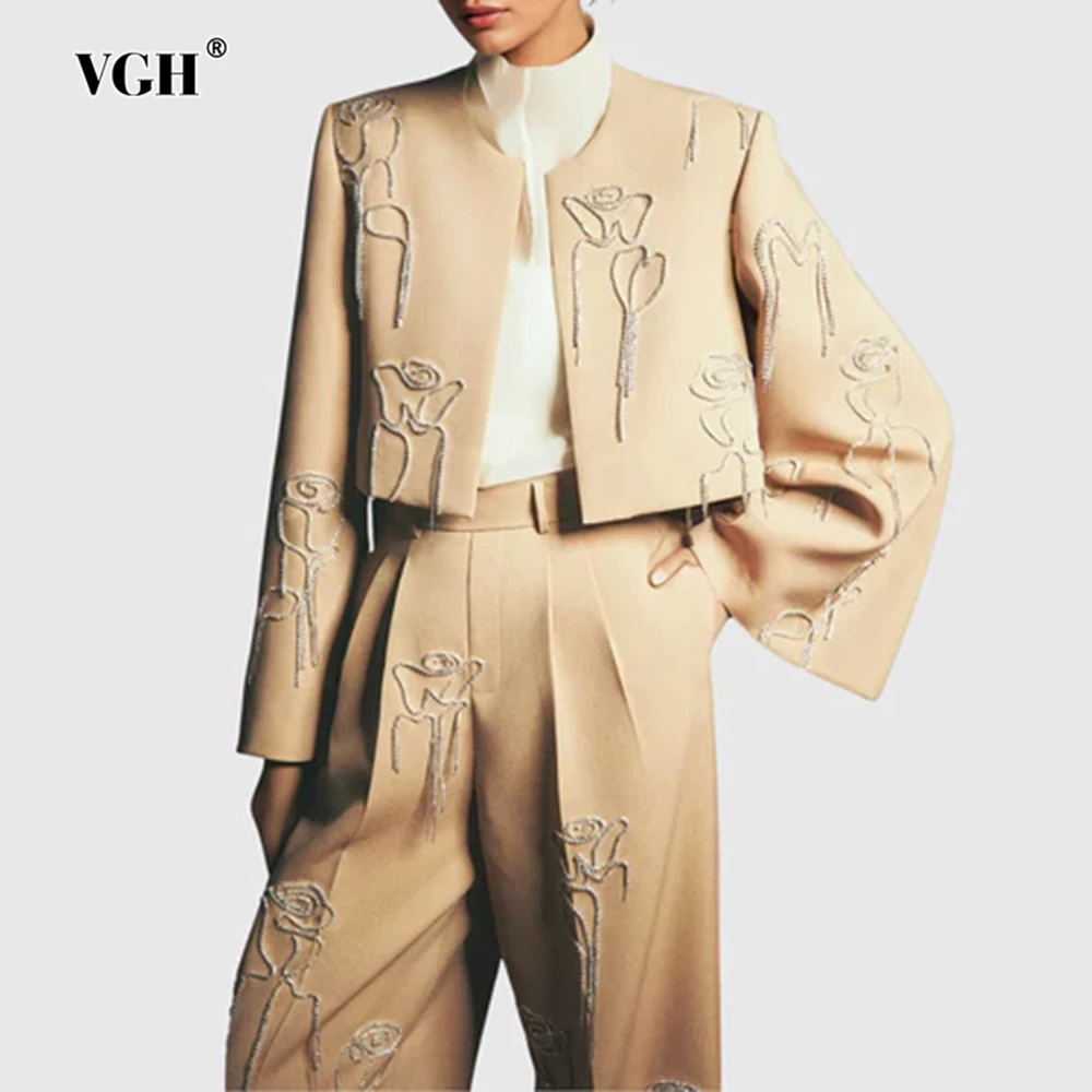 

VGH утягивающие однотонные повседневные комплекты из двух предметов для женщин, топ с круглым вырезом и длинными рукавами, брюки с высокой талией, элегантный комплект, женская мода, новинка