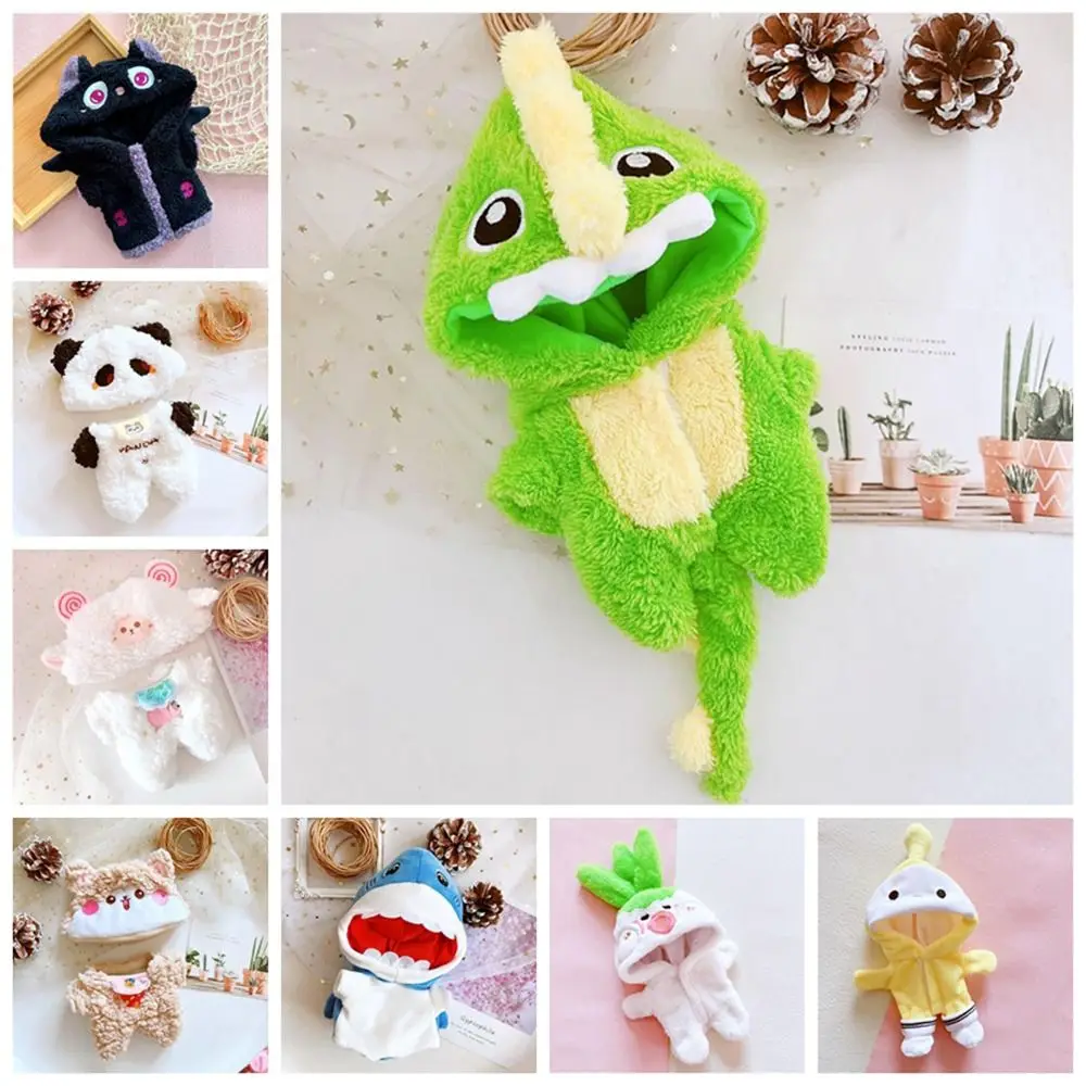 

Soft Plush Cotton Doll Clothes Panda Shark Dinosaur Eggy Kawaii Dress Up Accessories Velvet Cute Doll Hoodie