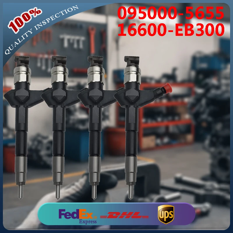4pcs 095000-5655 16600EB300 16600EB30B Common Rail Injector for Nissan Navara Pathfinder 2.5 dCi 4WD, YD25 Euro3