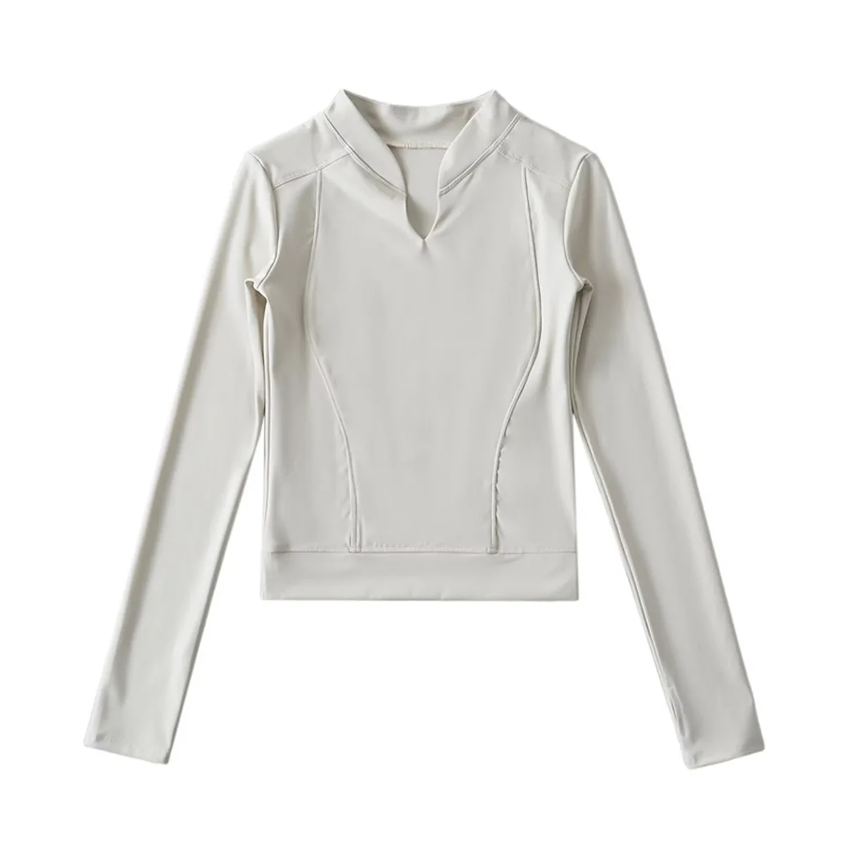Half Zip Stand Collar Slim Yoga Long Sleeve Top Women Bodycon Quick Dry Cropped Workout Tee view 4