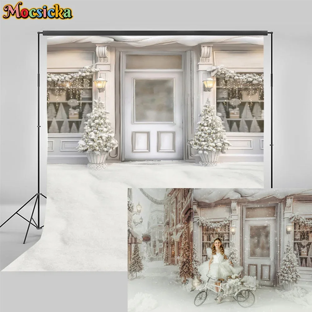 Mocsicka عيد الميلاد متجر التصوير خلفية شجرة عيد الميلاد الاطفال كعكة الطفل سحق عطلة زينة الحفلات لوازم استوديو الدعائم