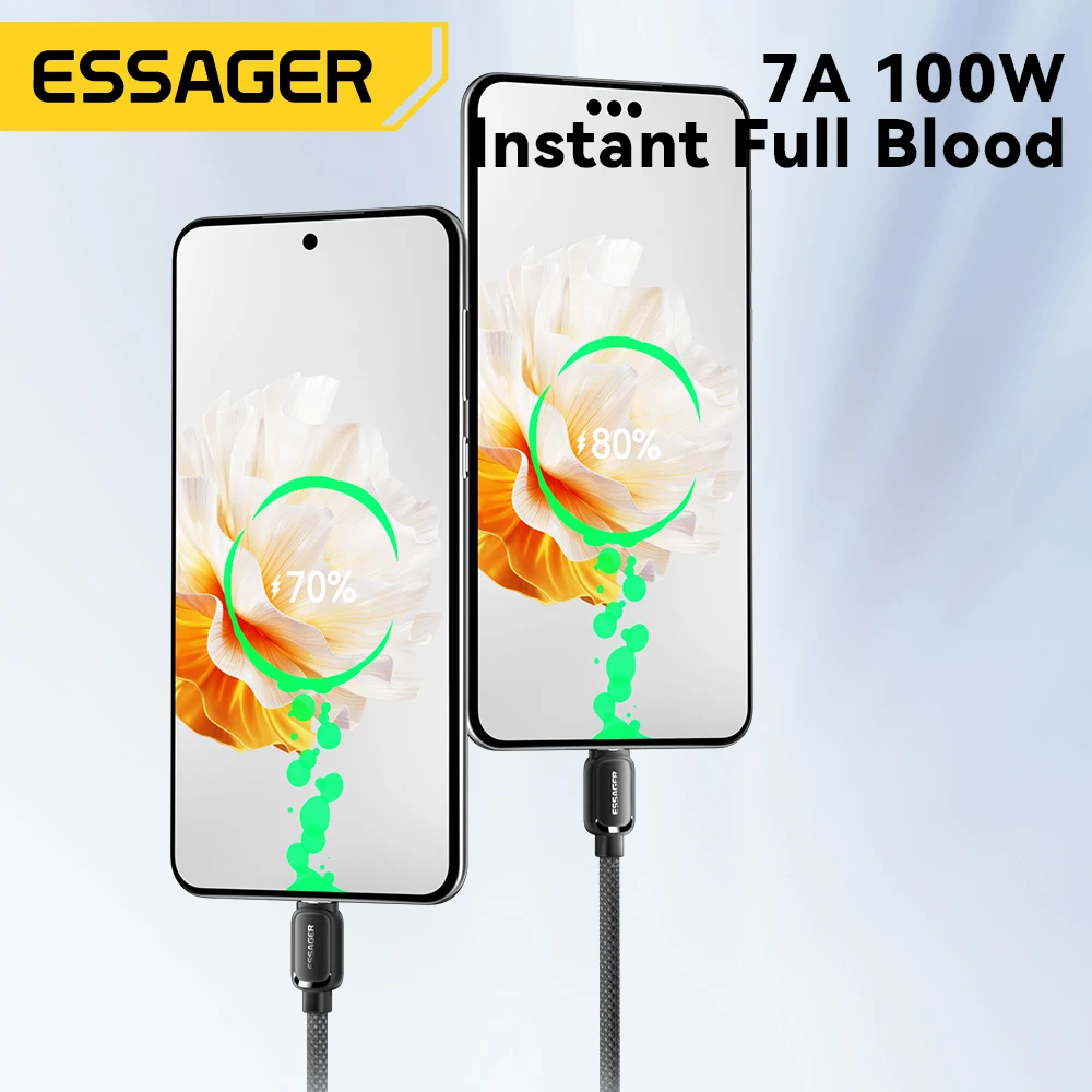 Essager 7A 100W USB Cable Type C Magnetic Fast Charging Data Wire For Huawei Mate 60 Xiaomi Samsung Oneplus 12 iPhone 15 Pro Max