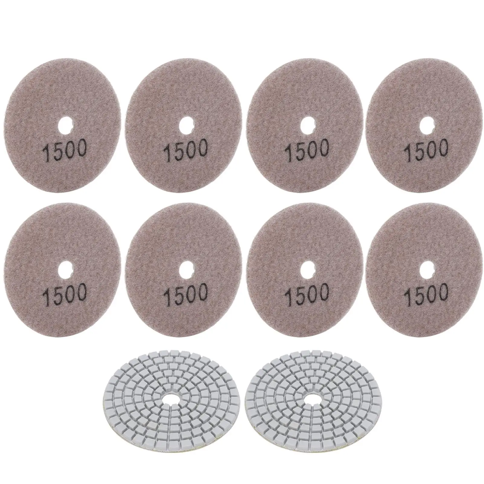 10Pcs 3in White Sanding Discs Buffing Pads for Marble Concrete Stones, 1500 Mesh