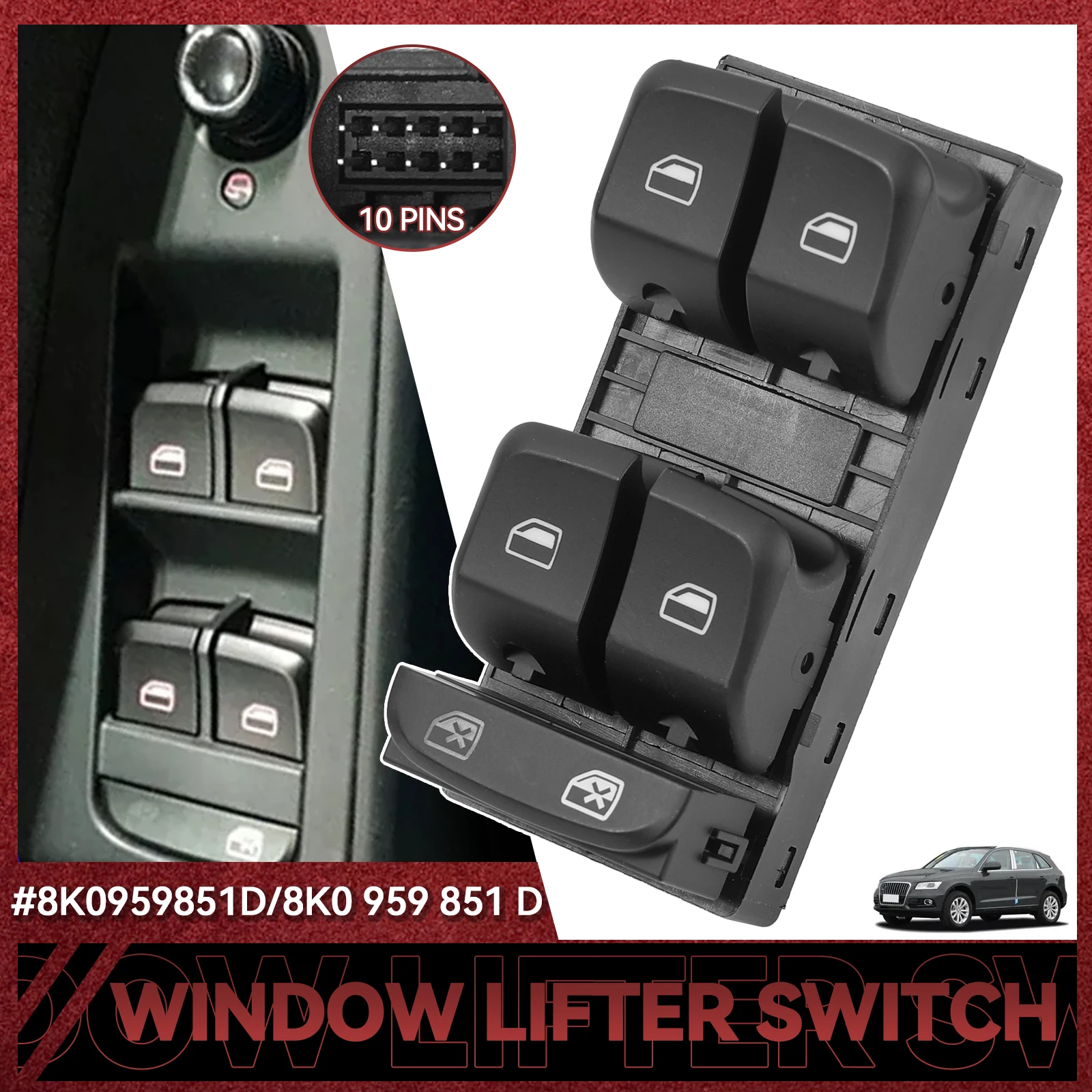 Electric Master Window Control Switch Panel Buttons For Audi A4 B8 A5 Q5 2007-2016 8K0959851D 8KD959851 8K0959851 8K0 959 851 D