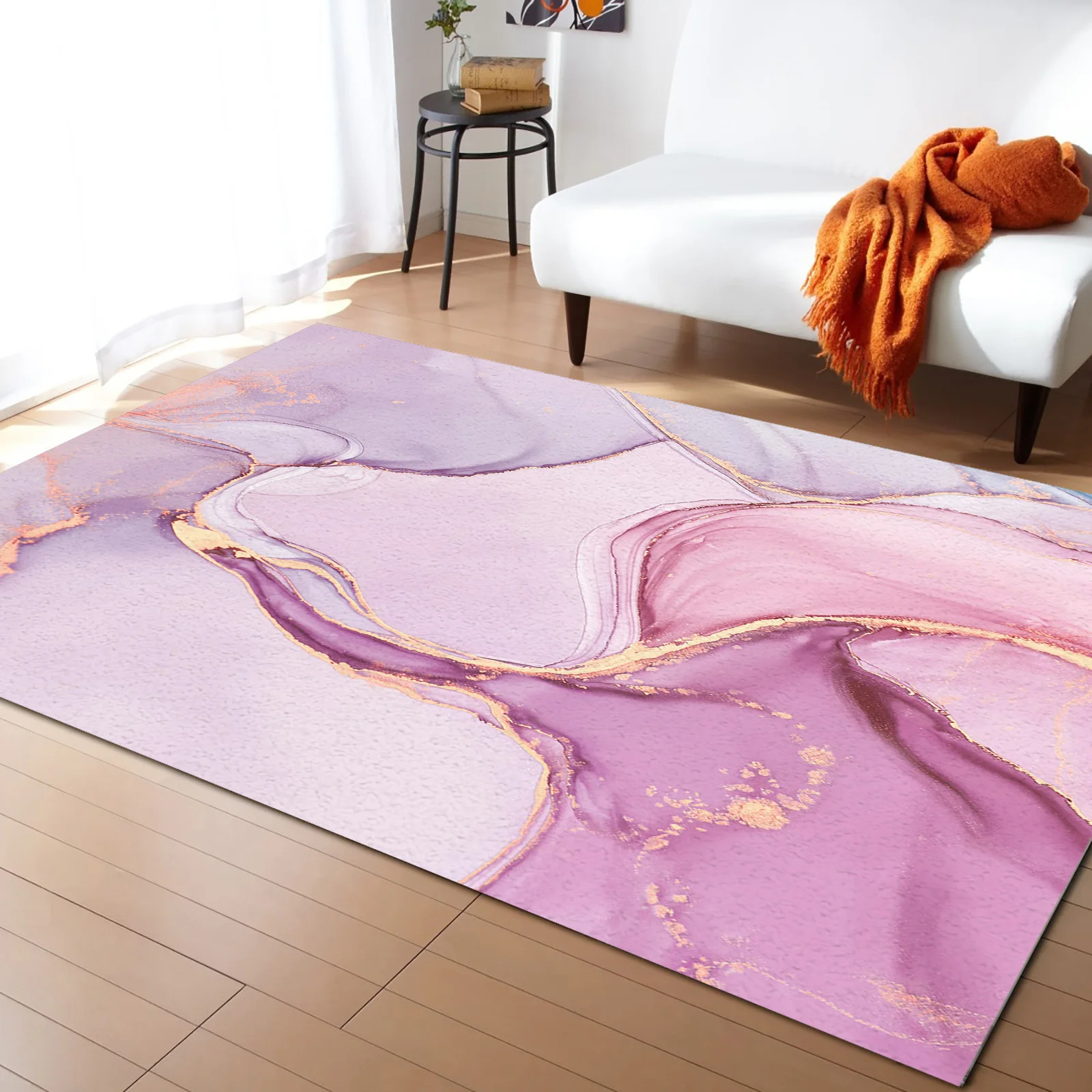 

Marble Gradient Pink Living Room Carpet Coffee Table Floor Mat Study Bedroom Bedside Home Decoration Large Rug Floor Mat