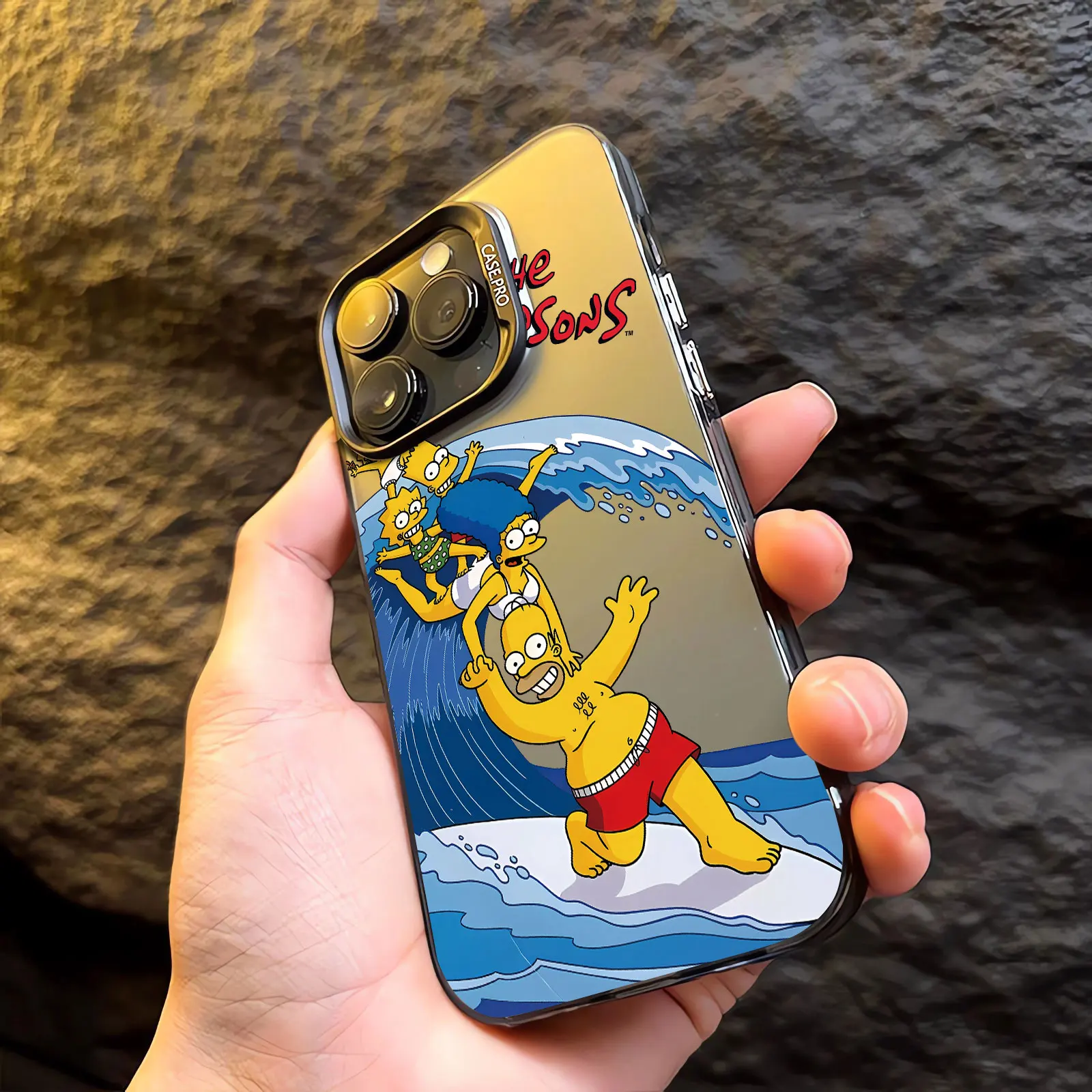 Homer J. Funda de teléfono de silicona Simpson Surf Donut para Apple iPhone, 11, 13, 15, 14 Pro Max, 12, XR, XS, X, funda protectora