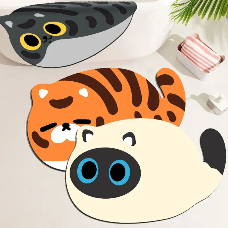 

KAI Cartoon Shaped Funny Toilet Bathroom Soft Diatom Mud Door Non Slip Floor Mat Household Toilet Foot Mat