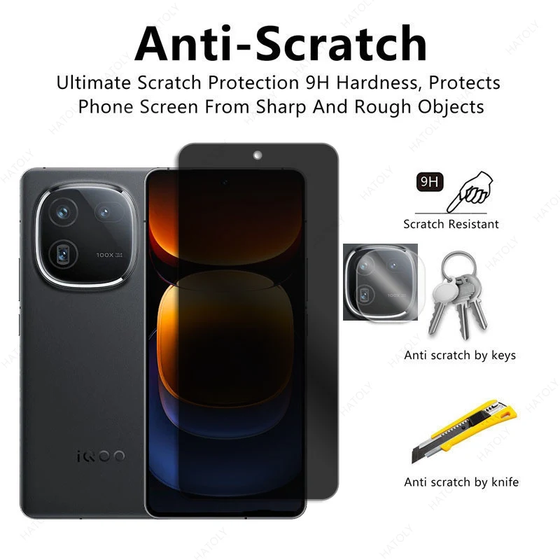 Privacy Screen Protector For vivo iQOO 12 Front Glass For iQOO Z9 Global Anti-spy Glass Camera Lens Protector For vivo V40 SE