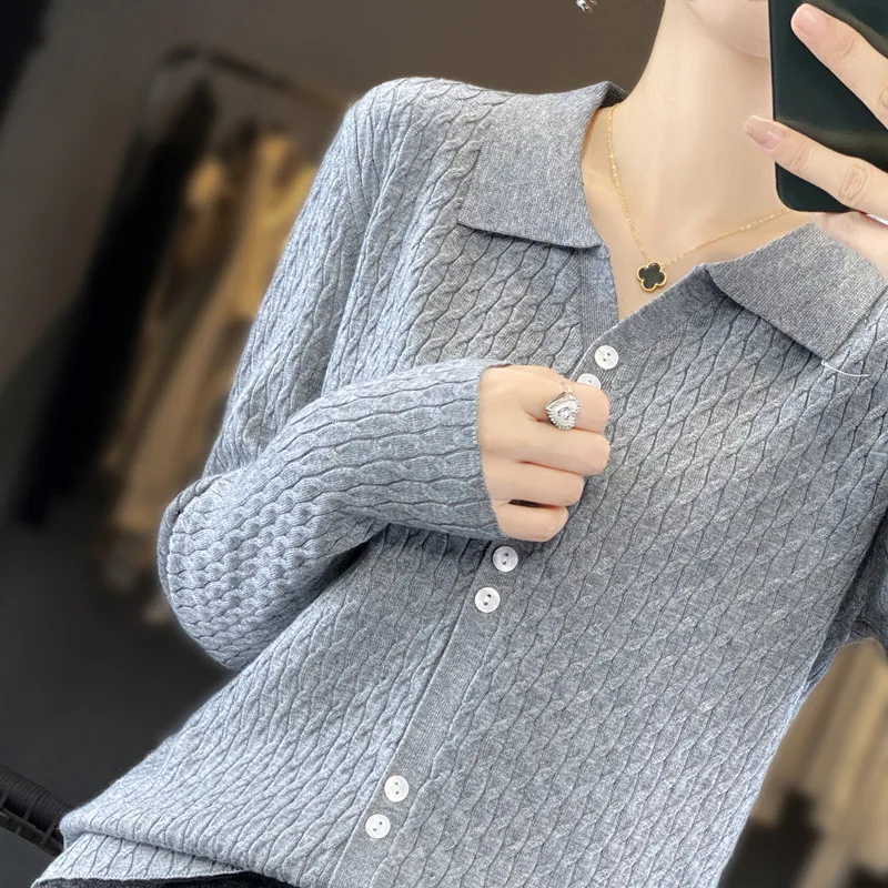 2024 Spring and Autumn New lapel Cashmere cardigan women fashion Cashmere sweater women casual Cashmere cardigan Coat