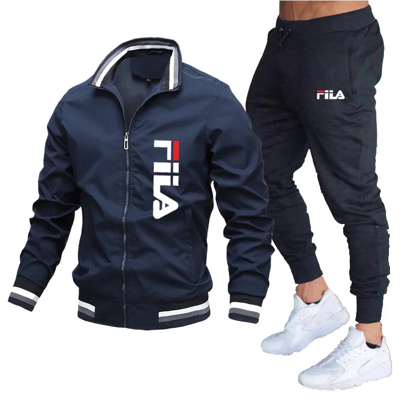 2024 Mens Tracksuits Men Sets Hooded Jacket+sweatpants Tracksuit Zipper Stand Collar Sports Suit Jogging Fitness Men Clothing