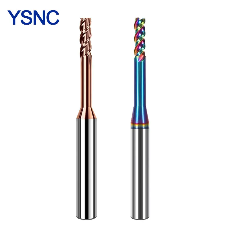 

Carbide End Mill HRC55 Precision Miniature CNC Cutters Deep Groove 1mm Long Neck Cutter Tool for Metal HRC60 3F DLC Bit