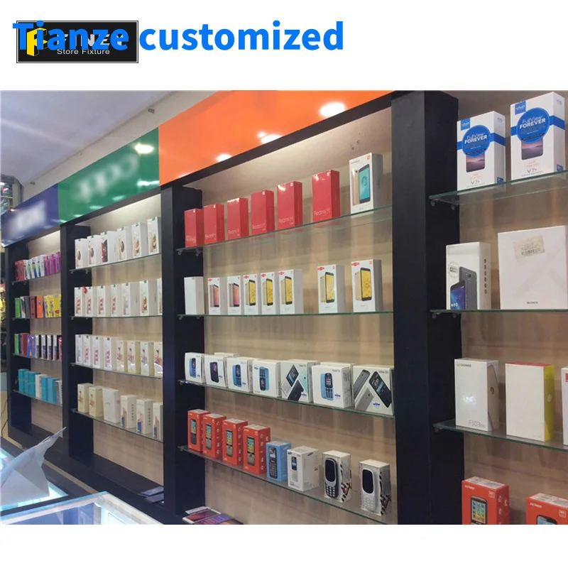 

（customized）Custom Modern Phone Store Display Shelf Table Counter Electronic Mobile Phone Shop Fittings And Display