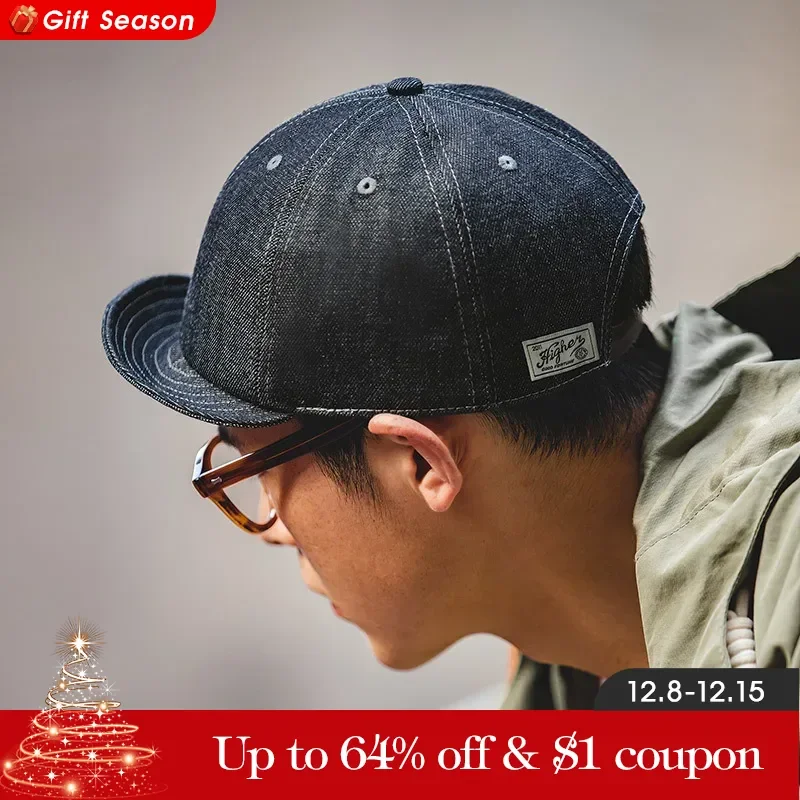 Maden Retro Peaked Cap for Men Designer Beret Streeetwear Short Brim Flip Hat Casual Newsboy Hats Jeans Blue Khaki Amekaji Wear