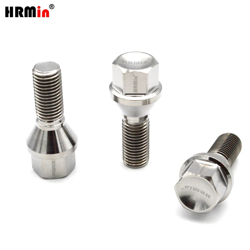 HRMin High quality M12*1.5*28-45mm Gr.5 titanium Conical seat wheel hub bolt titanium bolt lug bolt for BMW Lotus racing car