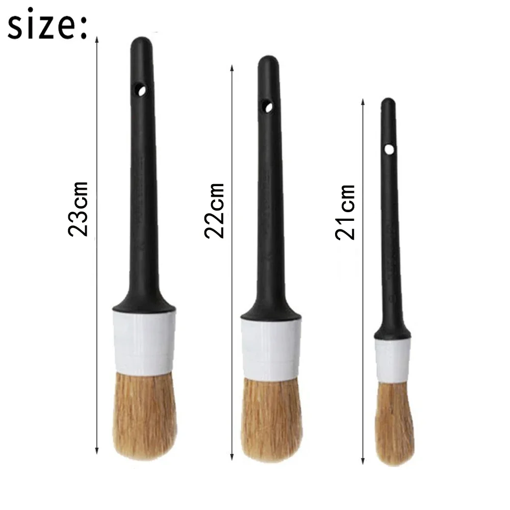 3 قطعة فرشاة تنظيف السيارة الخنزير الشعر الخشن فرش السيارة الخارجية الداخلية التفاصيل فرشاة أدوات فرشاة تنظيف لوحة القيادة