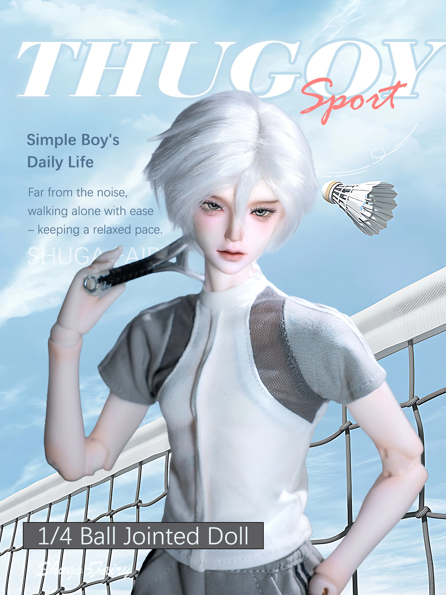 ShugaFairy 1/4 Thugoy A Fullset BJD Bubo Casual Minimalist Everyday Youth Grey-and-White Sportswear MC Resin Ball Jointed Doll