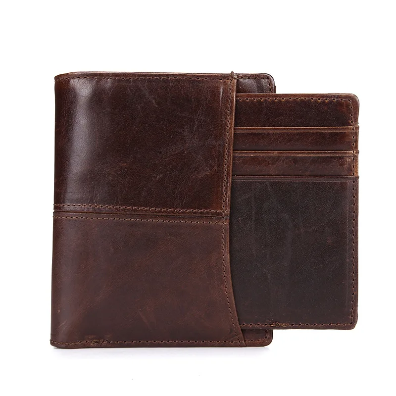 new-retro-short-leather-wallet-for-men-handmade-oil-waxed-cowhide-card-holder-women's-wallet-coin-purse-synthetic-leather