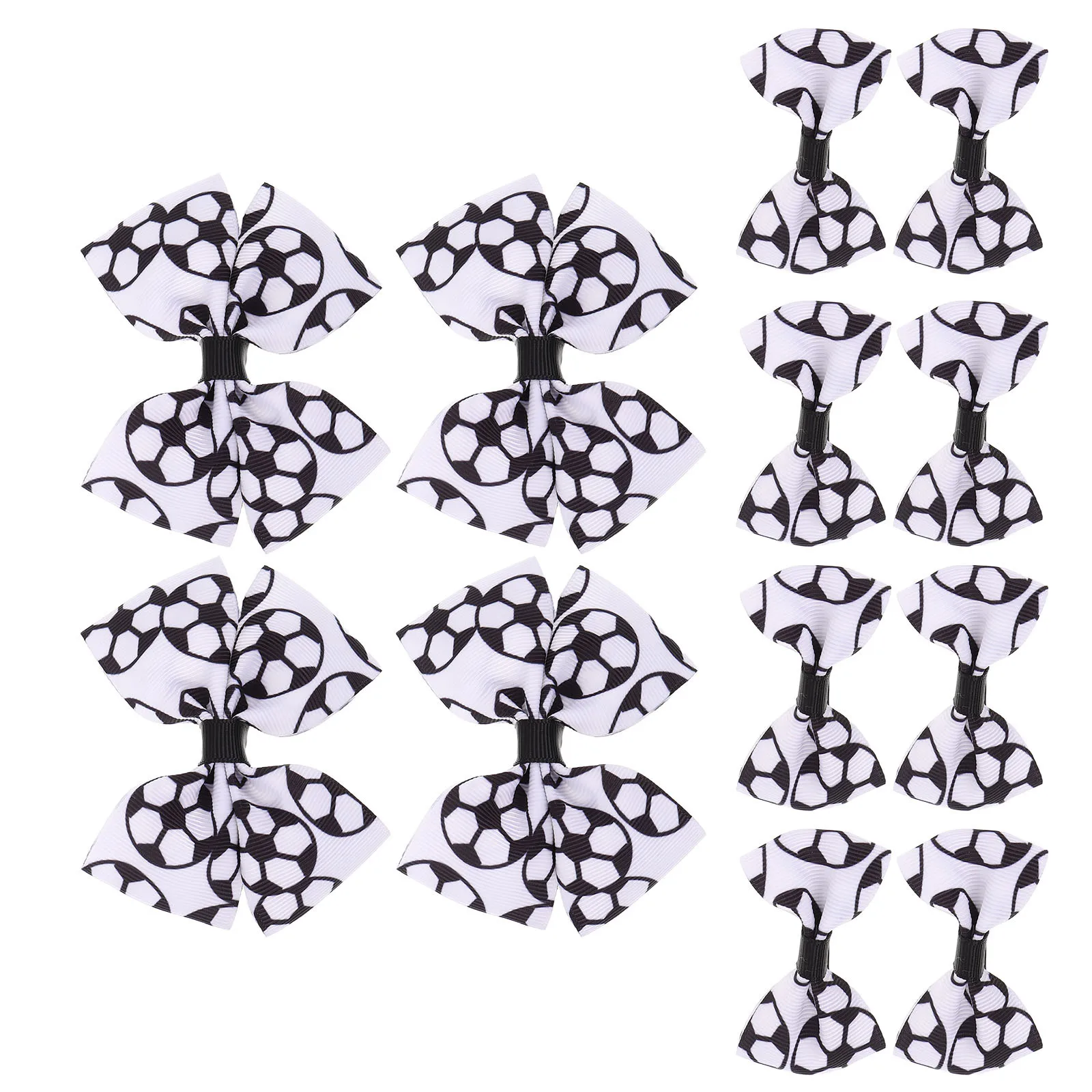 

12Pcs Hair Clips Football Soccer Bows for Black White Sports Themed Party Daily Hair Accessories Soccer Team Supplies