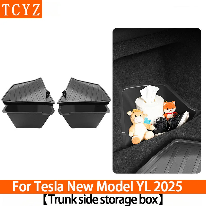 

TCYZ For Tesla Model YL Launch Trunk Organizer Side Storage Box Boot Organizer TPE Mat Anti-dirty 2025 Car Travel Accessories