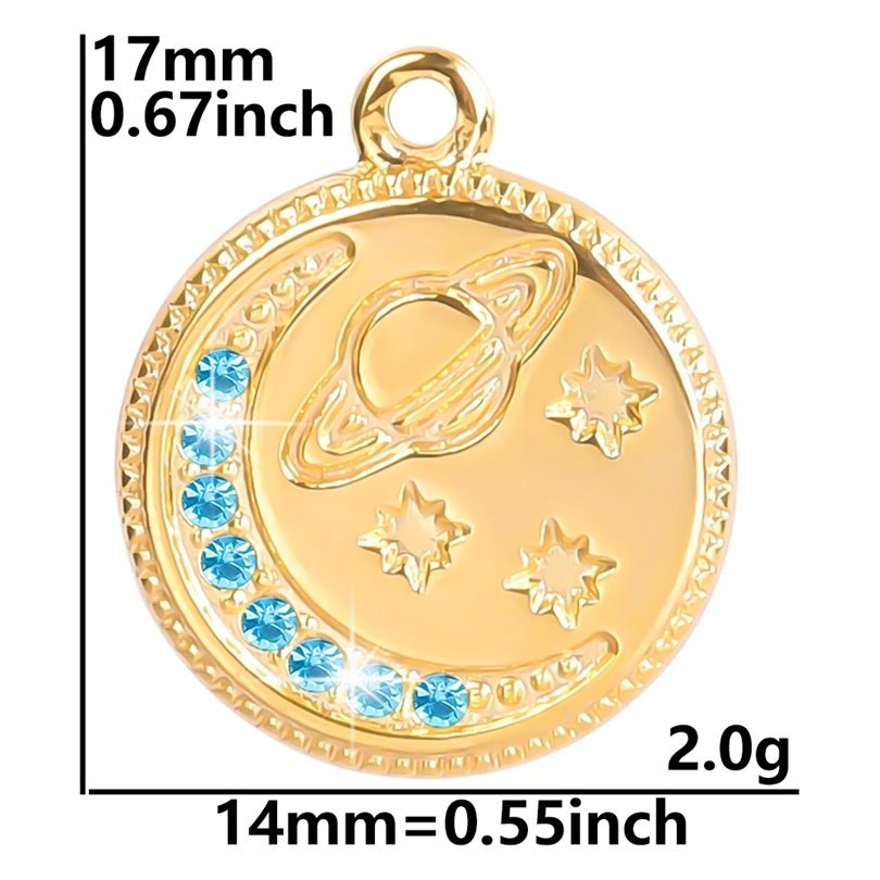Gold Plated Star Moon Evil Eye Charms Set