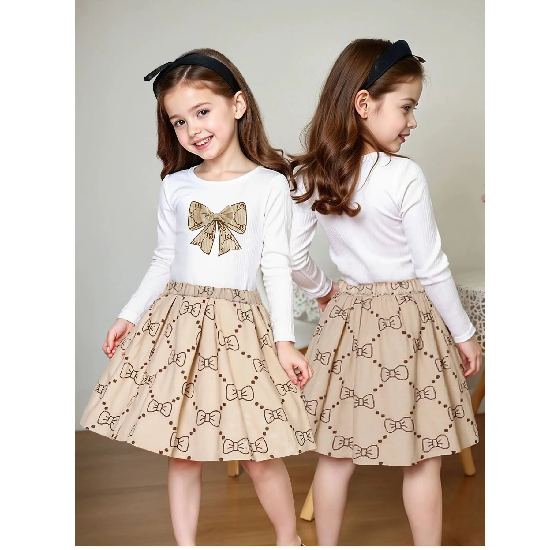 Girls Fall Winter Long Sleeve Top Skirt Lady Dress