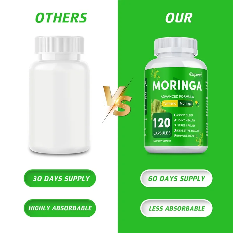Moringa Capsules - Maintains Healthy Energy Levels, Weight Management, Joint Health, Helps with Detoxification and Fat Burning