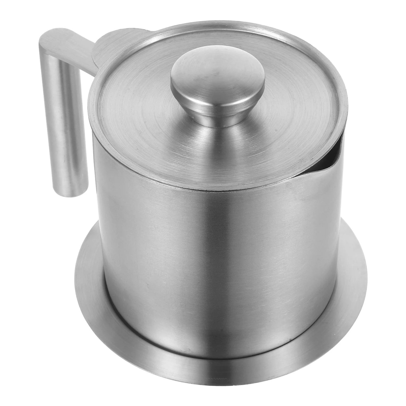 

Household Oil Strainer Storage Pot Lid Covered Fine Mesh Filter Grease Container Anti-Scald Handle Kitchen Oil Strainer Pot