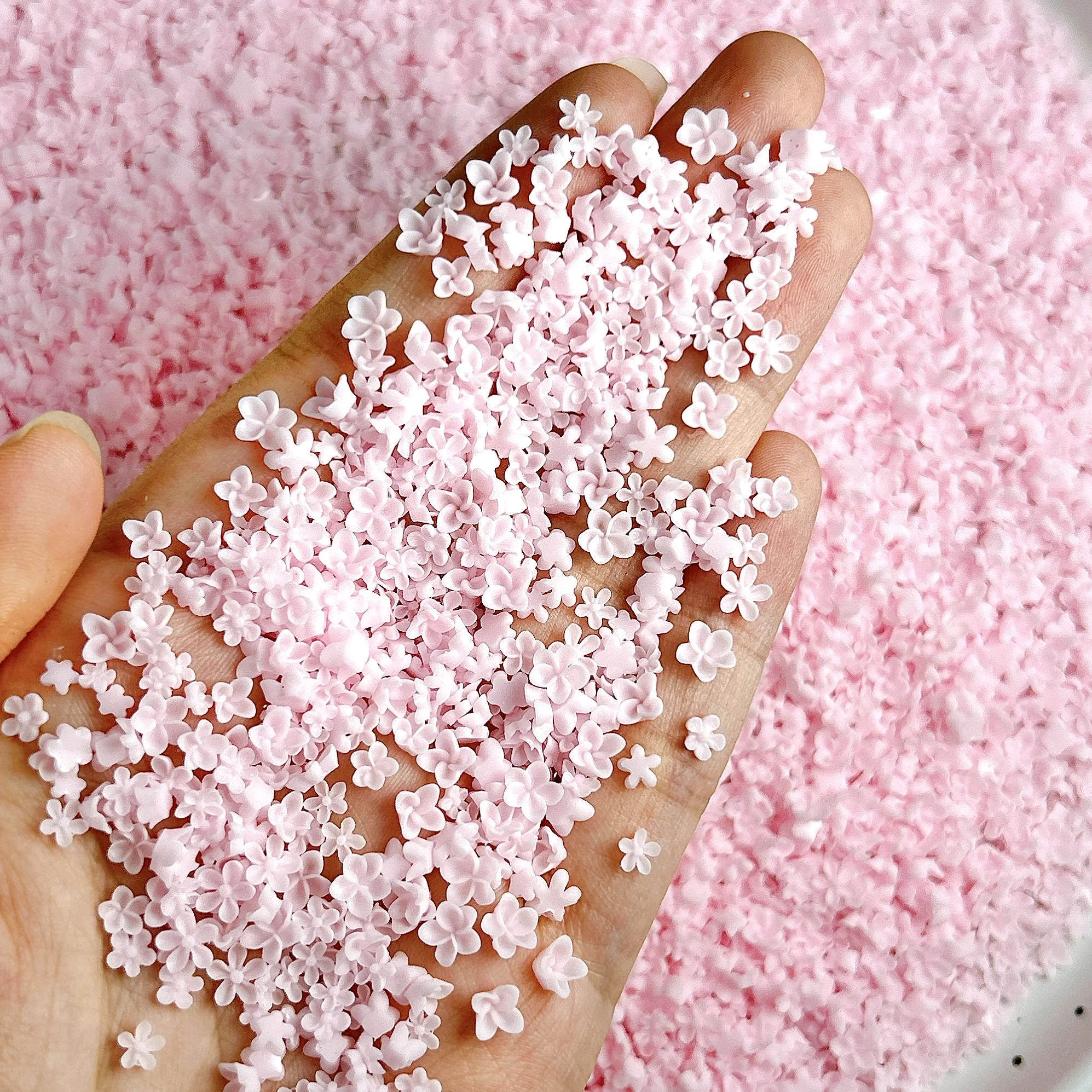 60PCS Sweet Mini Daisy Morning Glory Resin Nail Art Charms 3D Minimalist Pink Series Five-petal Flower Nail Decorations DIY Nail