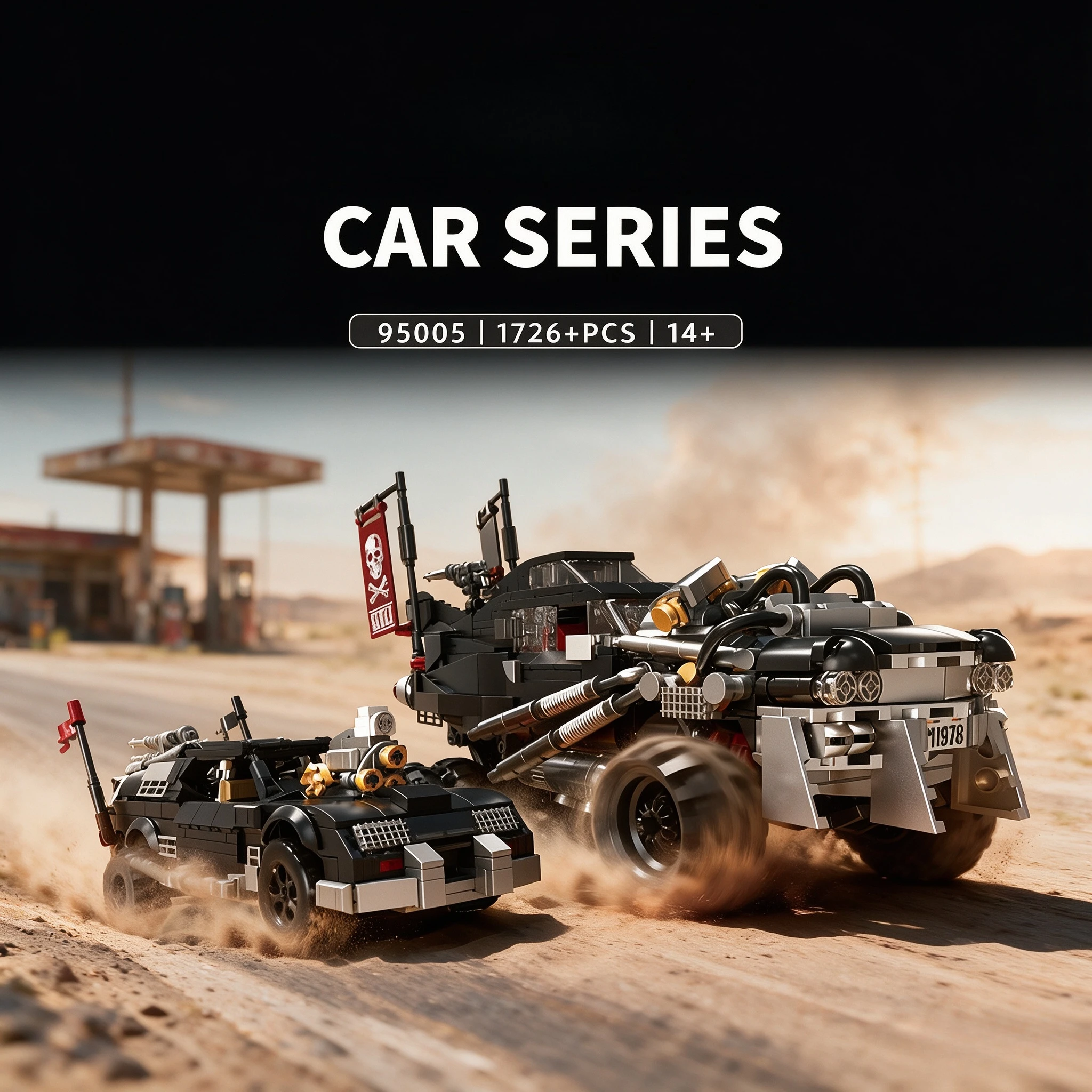 1726pcs Max Mad Wasteland Mining Combat Vehicle Building Blocks Post Apocalyptic World Technic Car Set Difficult Assembly Gift