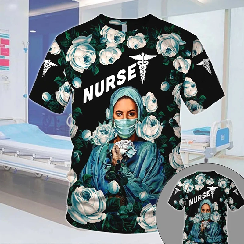 

Nurse Cosplay 3D Funny Print Street Hip Hop Tee Shirt Casual Fashion Round Neck Short Sleeve Tops Summer Oversized T-shirts 4XL