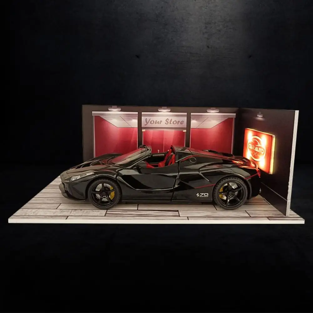 Iluminación LED 1/32, garaje de coche ensamblado, estacionamiento en miniatura, modelo DieCast, escena DIY, escena de exhibición de coche, regalo de Navidad