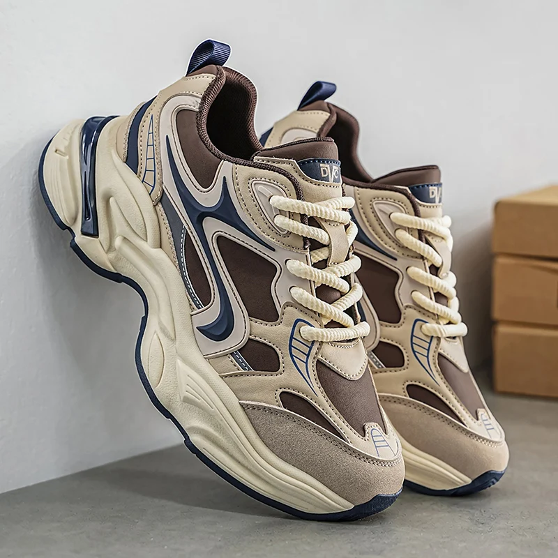 Fashion Color Block Men Casual Sports Shoes Heightening Wear Resistant Breathable Comfort for Sports Street Campus Commute