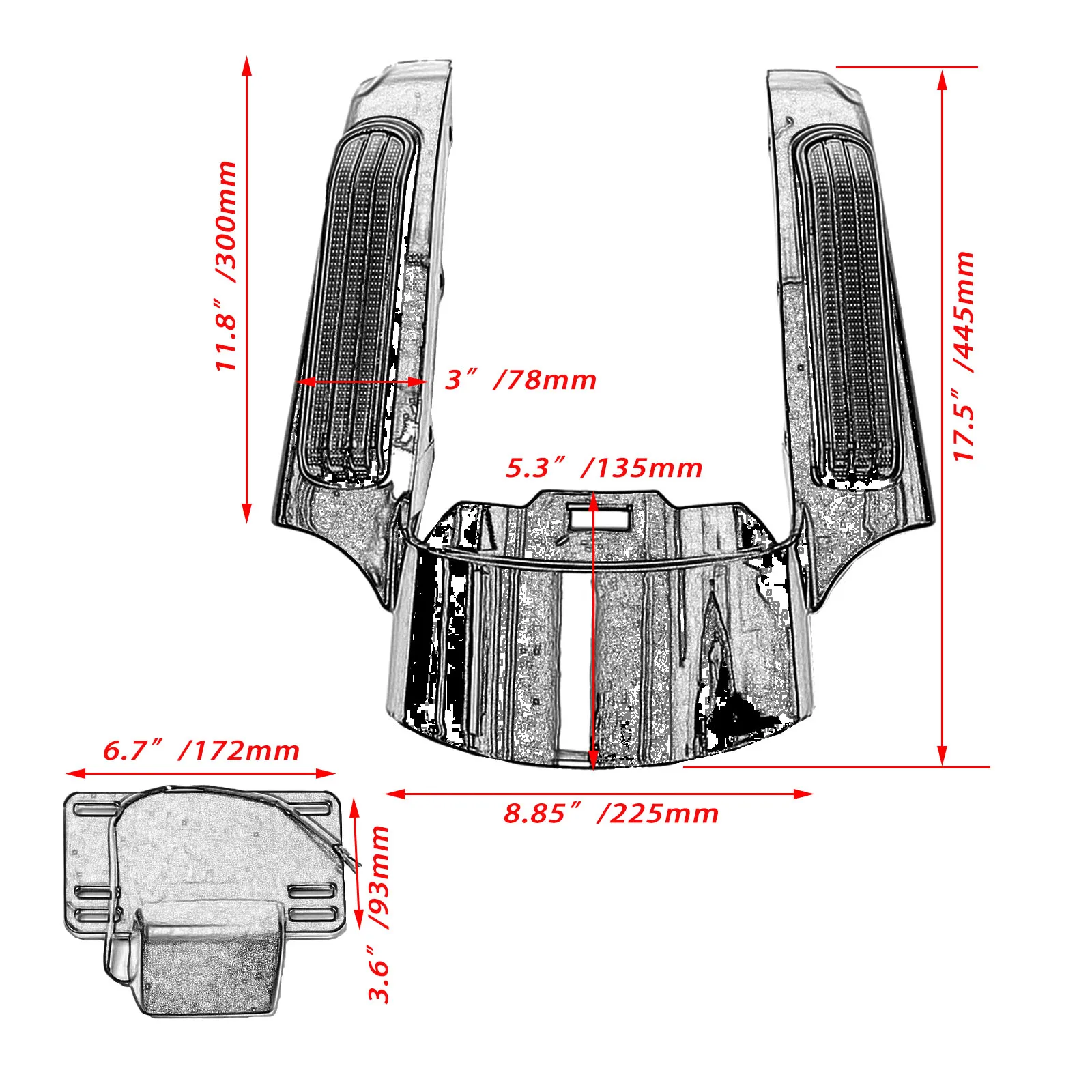 Motorcycle Rear Fender Extension Fascia Kit With Brake Running Turn Signal Light For Harley Touring Electra Street Glide 2014-up