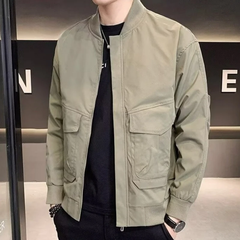 

Спецодежда, мужская куртка в бейсбольном стиле, повседневное пальто с несколькими карманами, легкая осенняя уличная одежда, модная верхняя одежда