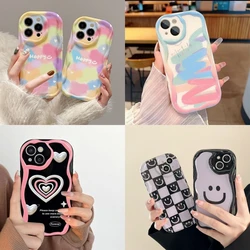 3D Wavy Edge Case Compatible For IPhone 11 12 13 14 Pro Max XR 7 8 6 6S Plus X XS SE2 Flower Graffiti Soft TPU Cases Cover Funda