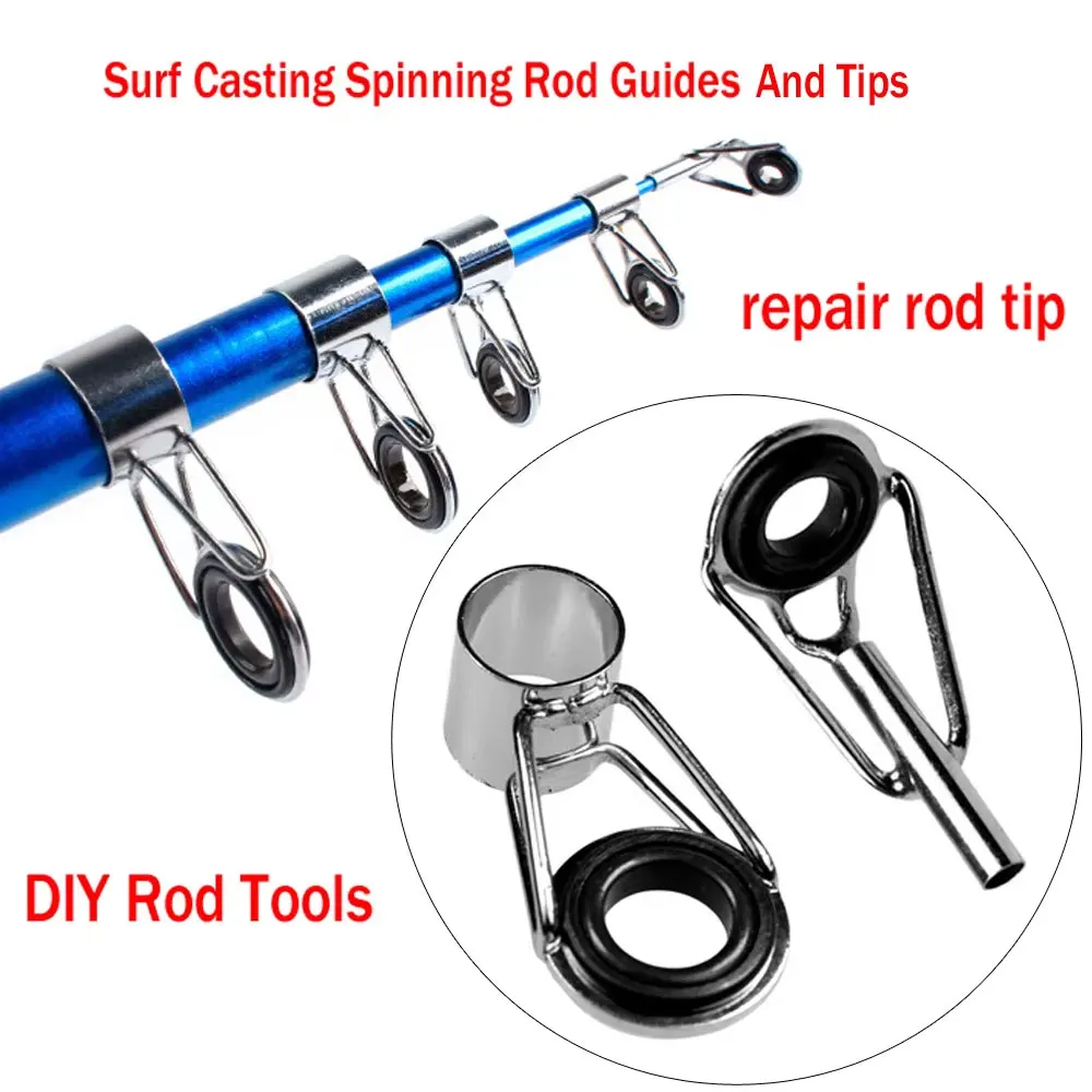 THKFISH 80pcs Fishing Rod Guides Repair Kit #1.8-#8.6 Telescopic Fishing Rods Eye Rings Guide Tip Tops Replacement Set