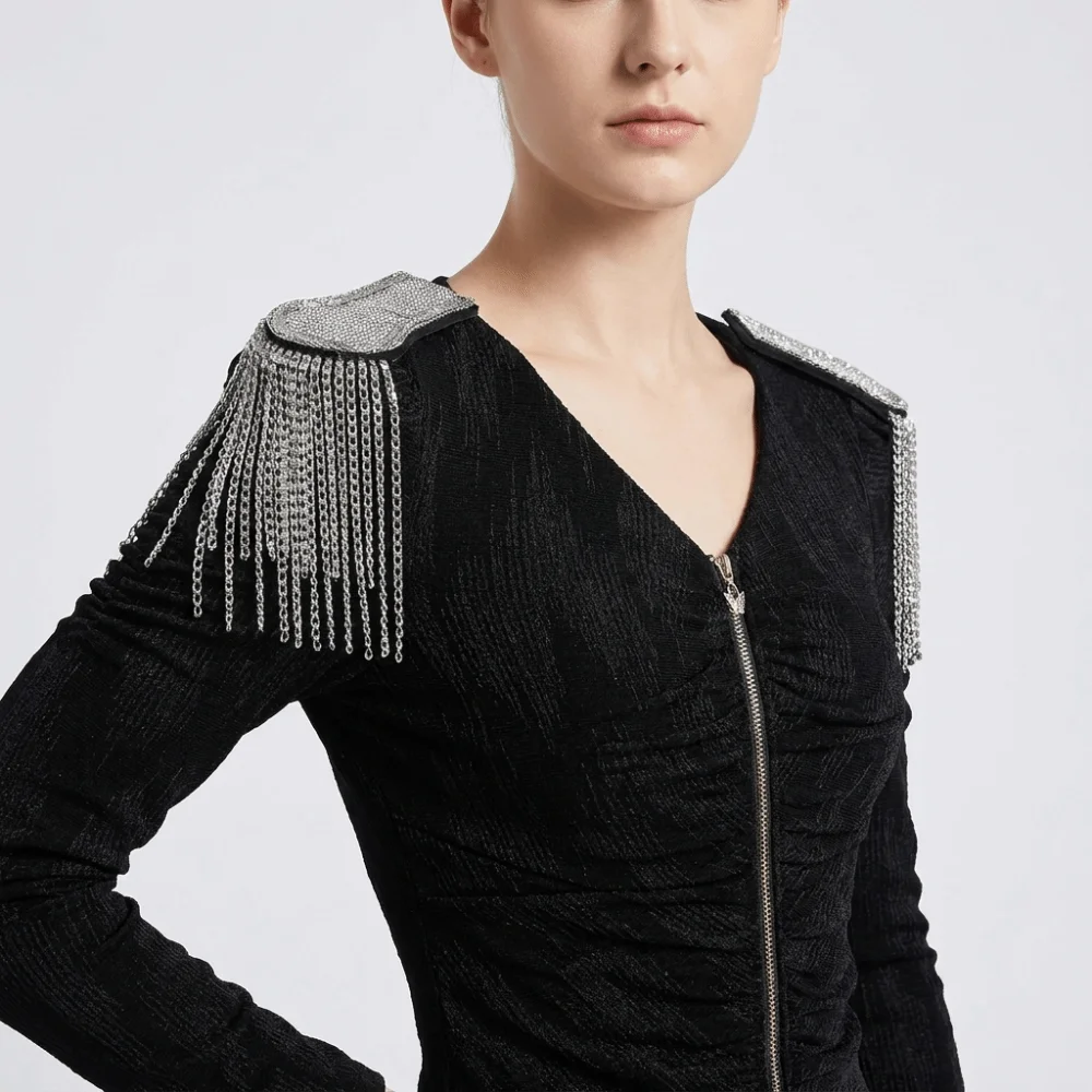 Epaulet Tassel Chain Shoulder Board Punk Brooch Fringe Shoulder Mark Badge Alloy Star Shoulder Flash Clothing Accessories
