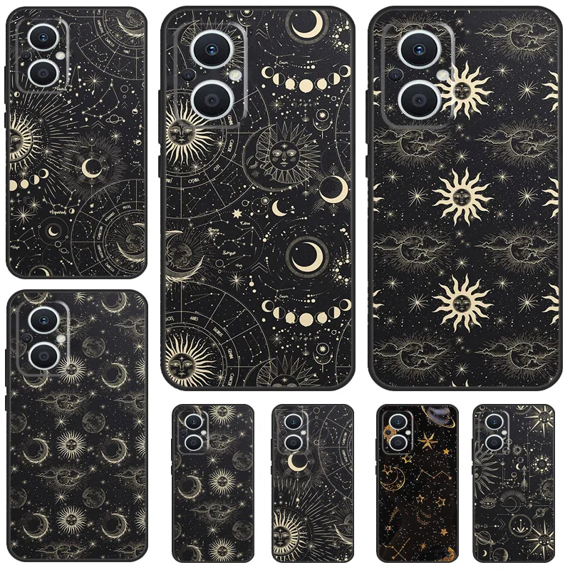 Suns Moons Clouds Astrological Case For OPPO Find X3 Lite X2 Neo X5 X6 Pro OPPO Reno 10 Pro 8T 5Z 4Z 4 5 6 7 8 Lite Cover