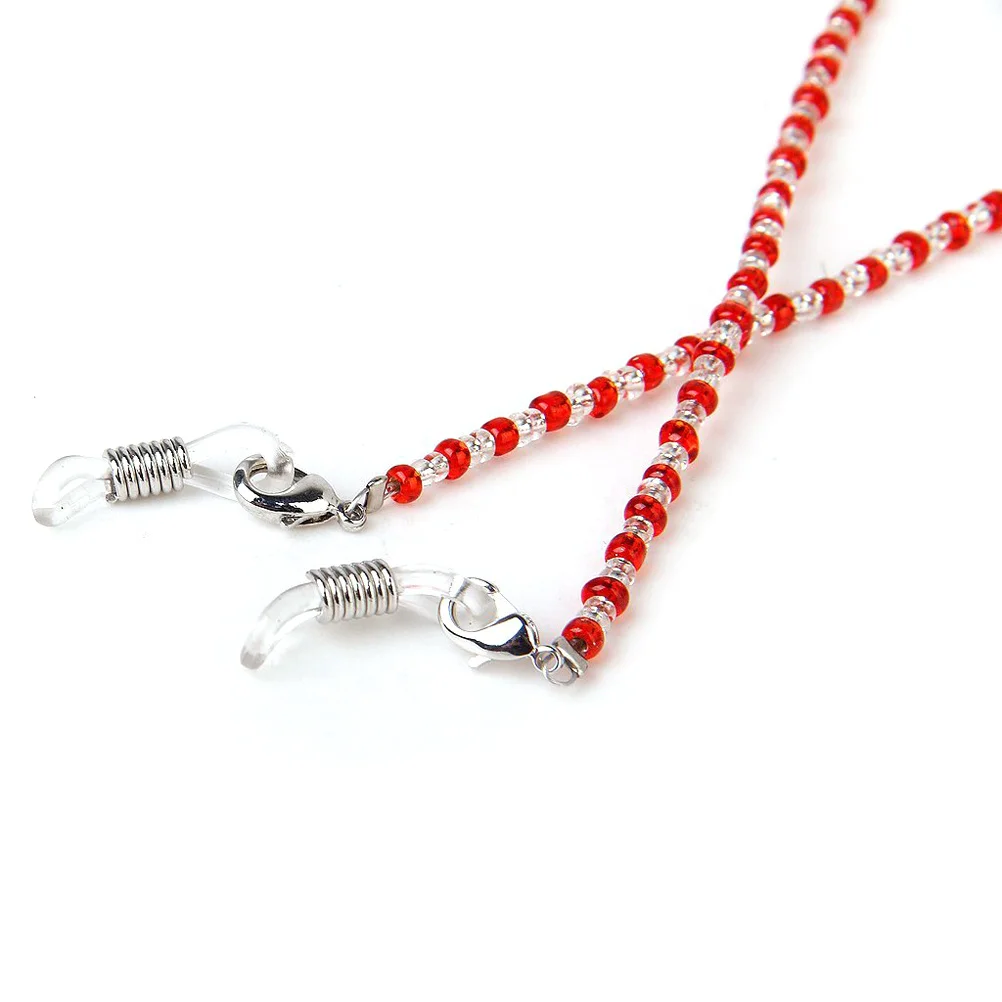 

60Cm Fashion Crystal Eyeglass Chain Holder Red Clear Beaded Necklace Eyeglasses Sunglass Spectacles Accessory Eyeglass Chain