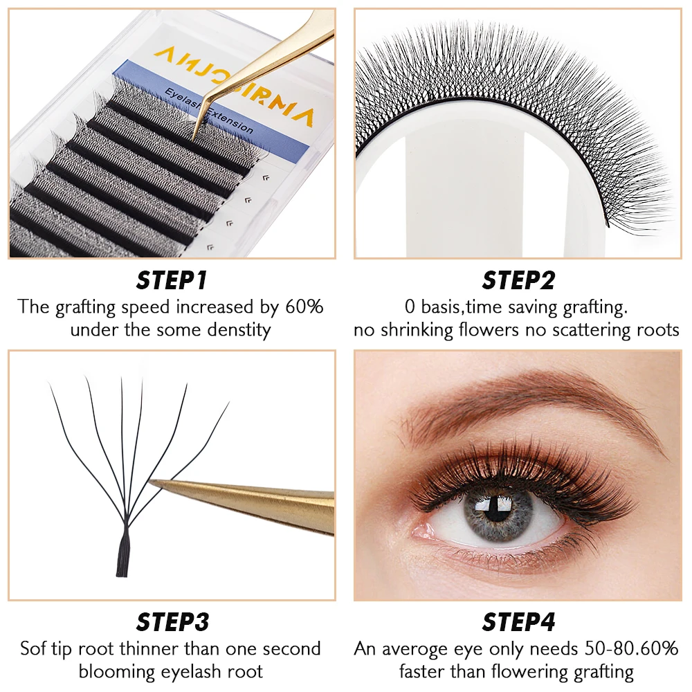 ANJOSIRMA 3D 4D 5D 6D W Shaped Eyelashes Extension Natural Soft Professional False Eyelashes, Fans Premade Volume , C/D/DD Curl