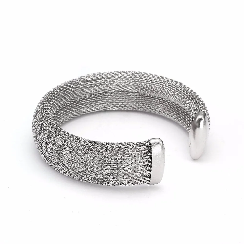 Female Charm Mesh Stainless Steel Bracelets Women Girls Jewelry Trendy Unique Wire Cuff Open Bangles For Party Wedding
