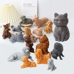 Dog/Cat Pet Statue Candle Mold Teddy/Chinchilla/Garfield/Poodle/Bichon Candle Mould Making Food Grade Silicone tool Home Decor